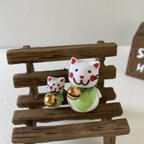 作品小さくて可愛い☆豊ねこフィギュアset【ねこ雑貨グリーン】