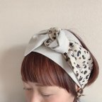 作品【柄×無地】leopard dot × T-shirt ribbon   / レオパード水玉　ヘアバンド リボンターバン