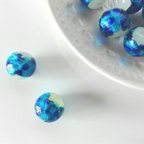 作品ホタルガラス(とんぼ玉)紺碧１２ミリ玉×２個