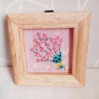 作品刺繍フレーム🌸桃の花の花束🌸🎎 節句 ミニフレーム インテリア雑貨 飾り ひなまつり