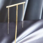 作品【K18YG】Double Bar Ear Thread Earrings