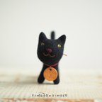 作品 羊毛フェルト　黒猫さん　イエローアイ