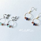 作品🌷さりげなく揺れるガーネットピアス🌷