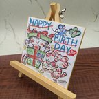 作品HAPPY BIRTH DAY　49　ほっこりミニ色紙　ねこイラスト