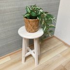 作品木製椅子　丸いスツール　ハンドメイド（送料無料）