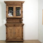作品シャビーシックなフランスアンティーク家具のステンドグラスキャビネット（ルネッサンス-アンリ二世様式）1143