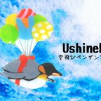 作品空飛びペンギンと風船ブローチ