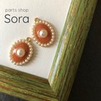 作品【SALE】［4pcs］パール風ビーズのエナメルチャーム［ピンク］ハンドメイド＊アクセサリーパーツ＊素材