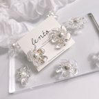 作品clear flower pearl pierce /earring