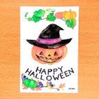 作品ハロウィンかぼちゃ(選べるポストカード２枚組)