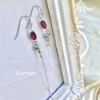 作品宝石のチェーンピアス Garnet