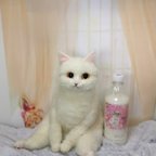 作品☆羊毛フェルト白マンチカン☆猫　ハンドメイド　ねこ　ネコ　フェルト猫　ペットロス　虹の橋　羊毛フェルト猫　三毛猫　オブジェ