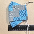 作品☆マスク　ハンドメイド　大人用　和柄(水色×グレー)  立体型☆