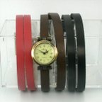 作品3連レザーブレスレットの腕時計 3色ベルトセット