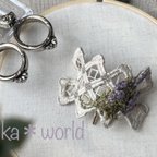 作品ラベンダー×ハーダンガー刺繍のポニーフック