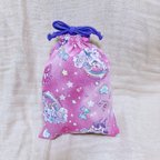 作品巾着袋【夢かわユニコーン/ピンク×パープル】