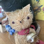 作品ハンドメイド＊ベージュの猫＊ぬいぐるみ＊kitten＊spirit animal＊グラスアイ＊モヘア＊