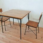 作品【送料無料】PINE SK TABLE 600/パイン材/無垢材/ダイニングテーブル/エイジング加工/アイアン