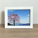 作品油彩　原画　『里桜』　額縁付き　2L判サイズ