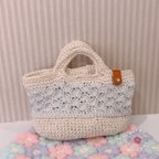 作品Little shells bag（水色）/貝模様のカゴバッグ