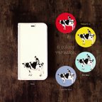 作品手帳型ケース 牛さんと牛柄ネコさん 猫 iPhone13Pro〜ケース各種 スマホケース