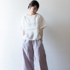 作品ラベンダー染め　夏のワイドパンツ【Organic Cottonジャガード生地】