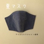 作品大きめ＊夏マスク＊アイスシルクコットン＊リバーシブル＊立体マスク＊手づくり（ブルー）