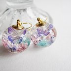 作品【受注制作】ゆれる紫陽花ノ蝶ピアス