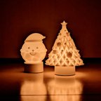 作品【2点セット】サンタさん＆くまさんクリスマスツリーランプ〜3Dプリンター製間接照明〜