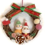 作品【再販】サンタと雪だるまのクリスマスリース