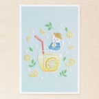 作品3．刺繍イラスト　ポストカード　『レモンの風』
