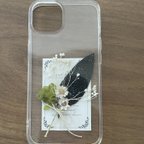 作品スマホケースに挟むミニブーケ　ドライフラワー