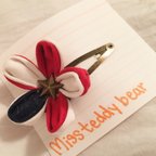 作品アメリカ国旗つまみ細工フラワーヘアピン American Flag Flower Hair Clip