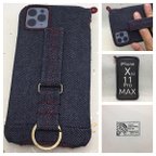 作品XSMax,11ProMax用 布のiPhoneジャケットデニム ワインレッド
