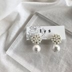 作品パール × パール 華やか ピアス イヤリング