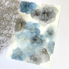 作品【送料無料】アルコールインクアート インテリア ポスター《elegantflower blue gray》