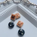 作品🎃ハロウィン　美濃焼　陶器　ガラス　小ぶり　イヤリング　ピアス　かわいい　秋　パーティー　水玉　かぼちゃ　ドット👻