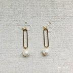 作品ゴールドクリップ×cotton pearl earring[ノンホールピアス・ピアス]