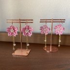 作品淡水パール揺れる桜のフックピアス　山桜①