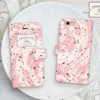 作品【iPhone14対応】 手帳型ケース マーブルショコラ『ストロベリー』 13・12・11・XS・XR・SE スマホケース iphoneケース