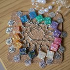 作品［UVレジン］鉱石風スクエアピアス