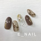 作品【No.022】大理石 ニュアンス 金箔 ゴールド  冬ネイル 大人ネイル クール  ネイル ネイルチップ