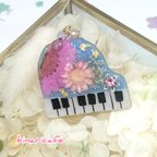 作品押し花 ピアノ🎹ブローチ〔ルビー〕