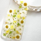 作品押し花iPhoneケース 押し花スマホケース ミモザ