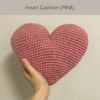 作品ハート クッション ピンク 🤍  毛糸 ニット 編み物