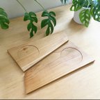 作品〈二枚セット〉木製 コースター／トレー　山桜