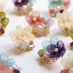 作品【透けるつまみ細工シリーズ】 透明な紫陽花 ピアス