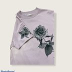 作品手描きTシャツ　レディース　M  薔薇