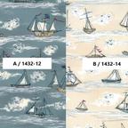 作品USAコットン moda 「Ahoy, Me Hearties by  Janet Clare」(1432-12(A) / 14(B) )