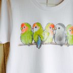 作品ふんわりコザクラインコの Tシャツ